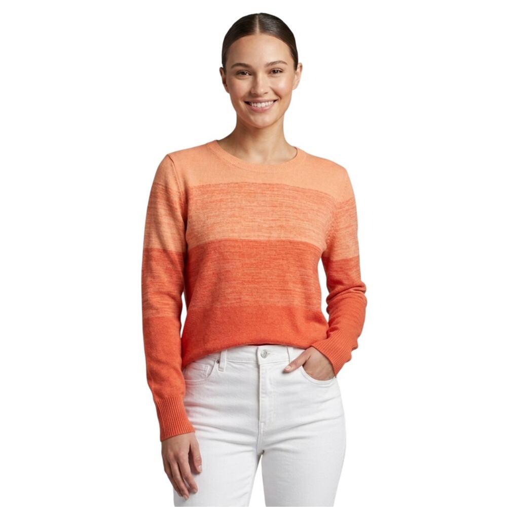Market & Spruce Crewneck Sweater Orange Colorblock Knit Women XXL NWT
